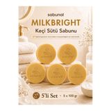 sabunal MILKBRIGHT Keçi Sütü Sabunu 5 ADET - Aydınlık, Yumuşak ve Nemli Cilt Görünümü İçin Günlük Bakım