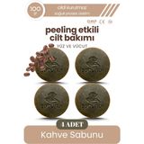 Sabunal SCRUBICA Kahve Sabunu 4 ADET - Peeling Etkili Pürüzsüz ve Canlı Cilt İçin Kahveli Vücut Duş Bakımı