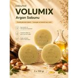 Sabunal VOLUMIX Argan Sabunu 3 Adet - Parlak ve Hacimli Saç Görünümü İçin Doğal Bakım Sabunu