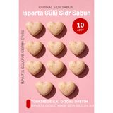 Sabuncu Hacı Mini Kalpli.Dekoratif Isparta güllü Es-Sidre Orijinal Sidr Sidir Sabunu manevi terapi 10 Adet