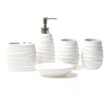 Sabunluk Dişli Seramik Tuvalet Seti Sabunluk Ev Banyo Yatak Odası Losyonu Şişesi/Ağız Kupası/Diş Fırçası Tutacağı/Sabunluk Banyo için Beyaz Sabunluk