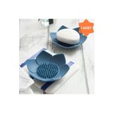Sabunluk Lotus Tasarımlı Şık Sabunluk Katı Sabunluk Su Giderli Sabunluk MAVİ