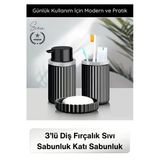 #Sabunluk Plastik Banyo Seti 3’Lü Diş Fırçalık Sıvı Sabunluk Katı Sabunluk Modern Düzenleyici Şık Dayanıklı Pompalı Bany