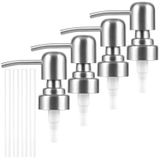 Sabunluk Pompa Değiştirme, 4 Adet Paslanmaz Çelik Sabun Pompası Yedek Kafası, Losyon Şişeleri için Yeniden Kullanılabilir Metal El Sabunu Dispenseri Üstü, Standart Çap 28/400 Boyun Boyutu (Gümüş,