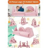 Saby 14 Parça Yapı Oyuncak Modüler Bebek ve Çocuk 2'li Koltuğu - Pembe