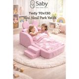 SABY Bebekler ve Çoçuklar İçin Tedy 70 x 130 Yataklı Modüler Sünger Oyun Parklı Beşik ve Park Yatak