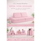 Saby Katlanabilir Çocuk Koltuğu | Yatak & Minder – Çok Amaçlı Modüler Tasarım - Pembe