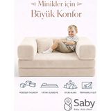 Saby Premium 140X70 cm Modüler Çocuk ve Genç Koltuğu – Yatak Olabilen Sünger Oyun Alanı–yıkanabilir Kılıf - 140 x 70 cm - Bej
