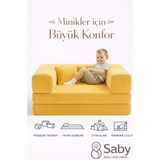 Saby Premium 140X70 cm Modüler Çocuk ve Genç Koltuğu – Yatak Olabilen Sünger Oyun Alanı–yıkanabilir Kılıf - 140 x 70 cm - Sarı