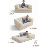 Saby Premium 140X70 cm Modüler Çocuk ve Genç Koltuğu – Yatak Olabilen Sünger Oyun Alanı–yıkanabilir Kılıf - Bej