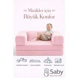 Saby Premium 140X70 cm Modüler Çocuk ve Genç Koltuğu – Yatak Olabilen Sünger Oyun Alanı–yıkanabilir Kılıf - Pembe - 140 x 70 cm