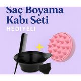 Saç Boyama Kabı Seti (Kase + Fırça + Tarak) + Hediye Silikon Saç Masaj Tarağı - Siyah