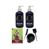 Saç Boyası Eflatun 250ml 2ad, Saç Açıcı Ve Fluweel Saç Boya Kabı Seti