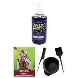 Saç Boyası Mavi 250ml, Saç Açıcı ve Fluweel Saç Boya Kabı Seti