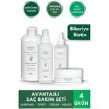 Saç Dökülmesine Karşı Bakım Seti – Biotin Keratin Kolajen Biberiye – Şampuan & Serum & Maske & Sprey