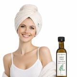 Saç İçin Hint Yağı Sargı Bezi Seti ( 1 adet Saç Sargı bezi + 1 adet 100 ml HİNT Yağı), Sızdırmaz, Tekrar Kullanılabilir, % Pamuk