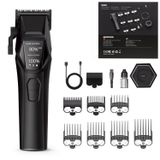 Saç Kesme Makinesi Şarjlı Tıraş Makinesi, Erkek Bakım Seti - 8000 RPM Kablosuz Şarj Tabanı Berber Kuaför Tipi, 8 Kılavuz Taraklı, LCD Ekran, Type-C (garanti)
