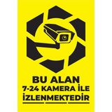 Sac Levha 7/24 Bu Alan Kamera Ile Izlenmektedir - Uyarı Levhası - 15X20CM - 15 x 20 cm