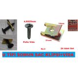 Sac Somun Klips U Tip Sac Somunu 24 Adet Set-Kaporta Klips+Vida