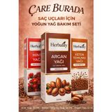 Saç Uçları İçin Yoğun Yağ Bakım Seti (Hint Yağı & Argan Yağı & Keten Tohumu Yağı)