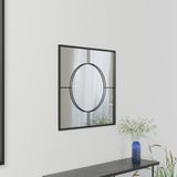 Saca Kare Duvar Aynası Siyah | Oval Detaylı Metal Çerçeveli Dekoratif Ayna | Salon ve Antre Konsol Üstü Ayna