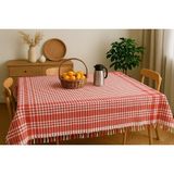 Saçaklı Piti Kareli Masa Örtüsü 150X150 cm – Sofra & Piknik Için Çok Amaçlı Örtü - Kırmızı - 150 x 150 cm