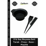 #Saçboyama Profesyonel Kuaför Malzemesi Siyah 3'Lü Saç Boyama Seti Tarak Fırça Kase Plastik