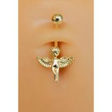 Sacce Scarves & Accessories Gold Çelik Melek Figürlü Göbek Piercing