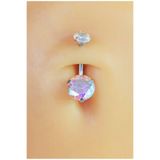 Sacce Scarves & Accessories Gümüş Çelik Galaksi Hologram Tektaş Göbek Piercing