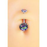 Sacce Scarves & Accessories Gümüş Çelik Galaksi Hologram Tektaş Göbek Piercing