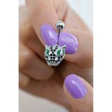 Sacce Scarves & Accessories Gümüş Çelik Kaplan Figürlü Göbek Piercing