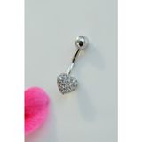 Sacce Scarves & Accessories Gümüş Çelik Minimal Küçük Kalp Göbek Piercing