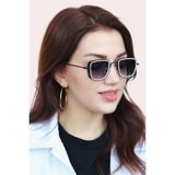 Sacce Scarves & Accessories Güneş Gözlüğü Oval Kare Tasarımlı Metal Siyah Beyaz Çerçeve Siyah Cam