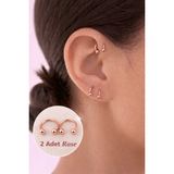Sacce Scarves & Accessories Rose Renk Yarım Halka Çelik Piercing Nal Model Septum Tragus Helix Dudak Kulak Nipple (2 Adet) - 8 mm