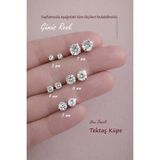 Sacce Scarves & Accessories Uzun Ömürlü Rodyum Tektaş Küpe Zirkon Taş Xuping Küpe - 5 mm - Gümüş