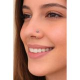 Sacce Scarves&Accessories 316 L Çelik Smiley Hızma Burun Hologram Renk Taşlı Piercing