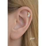 Sacce Scarves&Accessories 316L Çelik Altın Kaplama Zirkon Taşlı Yuvarlak Piercing