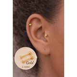Sacce Scarves&Accessories 316L Cerrahi 2'li 8 mm Gold Çelik Top Piercing
