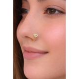 Sacce Scarves&Accessories 925 Ayar Gümüş Delik Gerektirmeyen Kalpli Sıkıştırmalı Gold Hızma