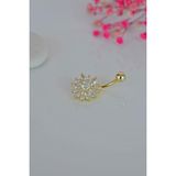 Sacce Scarves&Accessories Altın Renkli Çiçek Model Taşlı Çelik Göbek Piercing