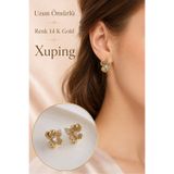 Sacce Scarves&Accessories Çiçek Taşlı Halka Küpe Xuping 14K Gold Renk Uzun Ömürlü Küpe