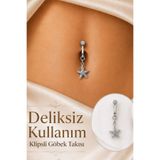 Sacce Scarves&Accessories Delik Gerektirmeyen Deniz Yıldızı Figürlü Sıkıştırmalı Göbek Piercingi Mıknatıslı