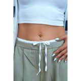 Sacce Scarves&Accessories Delik Gerektirmeyen Kurdele Fiyonk Figürlü Sıkıştırmalı Göbek Piercingi Mıknatıslı