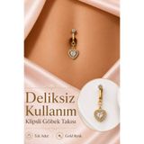 Sacce Scarves&Accessories Delik Gerektirmeyen Prenses Kalp Figürlü Sıkıştırmalı Göbek Piercingi Mıknatıslı