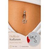 Sacce Scarves&Accessories Delik Gerektirmeyen Yıldız Figürlü Sıkıştırmalı Göbek Piercingi Mıknatıslı