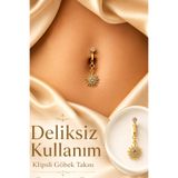 Sacce Scarves&Accessories Deliksiz Göbek Piercingi Klipsli Güneş Model Zirkon Taşlı Sıkıştırmalı Göbek Takısı Tek Adet