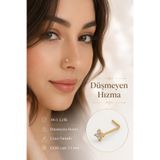 Sacce Scarves&Accessories Düşmeyen L Model Çiçekli Çelik 316L Zirkon Taşlı Hızma