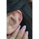 Sacce Scarves&Accessories Fuşya Pembesi Çiçekli Tragus Piercingi Helix Kıkırdak Lobe Conch