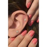 Sacce Scarves&Accessories Gold Mini Çiçek Tasarımlı Tragus Helix ve Kıkırdak Piercing