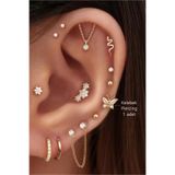 Sacce Scarves&Accessories Gold Renkli Kelebek Figürlü Piercing Helix Kıkırdak Conch Lob